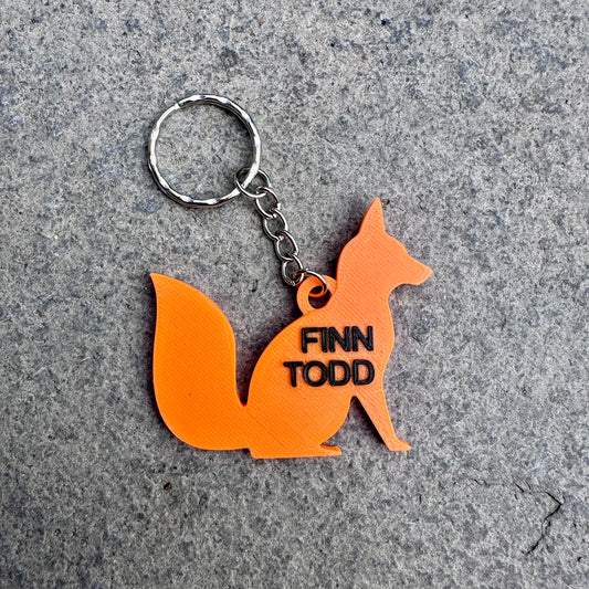 Fox Keyring - Keychain - Personalised 3D Printed - Party Bag Favours - Gifts under 5 pounds - Fun Gift - Stocking Filler - Wildlife - School