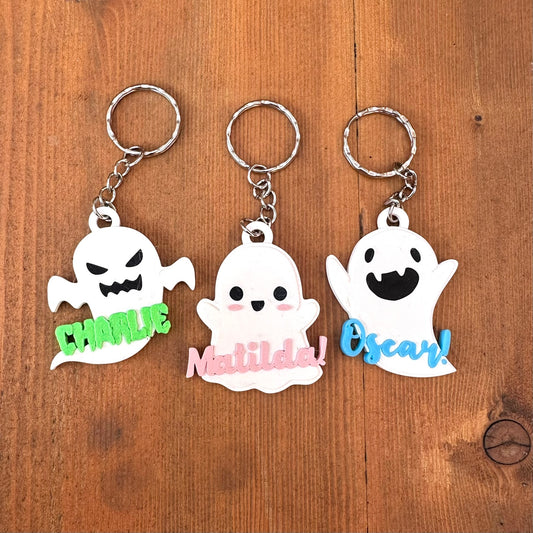 Ghost Keyring - Keychain - Personalised 3D Printed - Party Bag Fillers - School Bag - Birthday - Small Gifts - Cute - Under 5 Pound