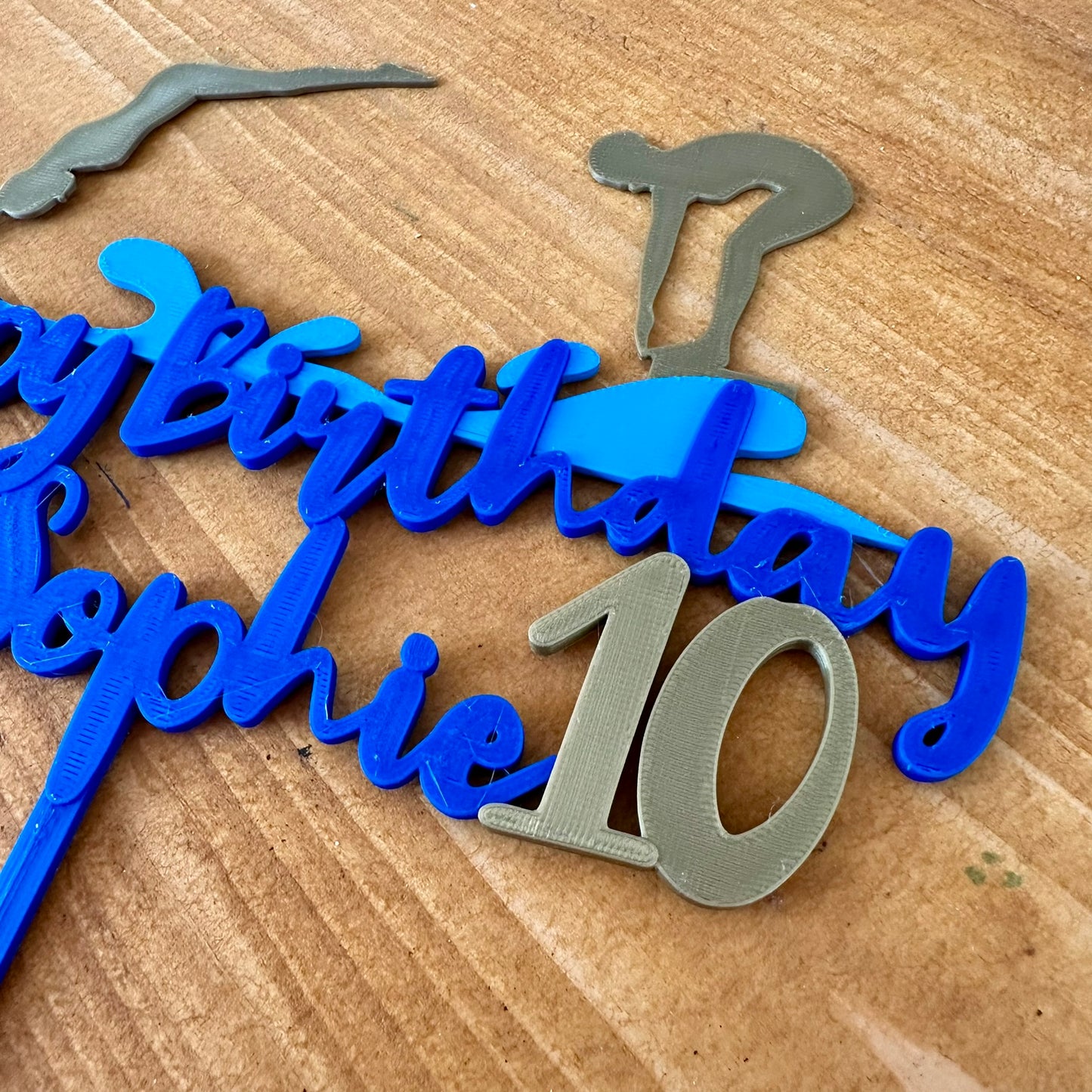 Swimming Swimmer Personalised Cake Topper: 3D Printed Birthday Party Decor