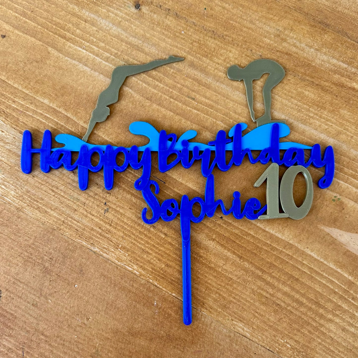 Swimming Swimmer Personalised Cake Topper: 3D Printed Birthday Party Decor
