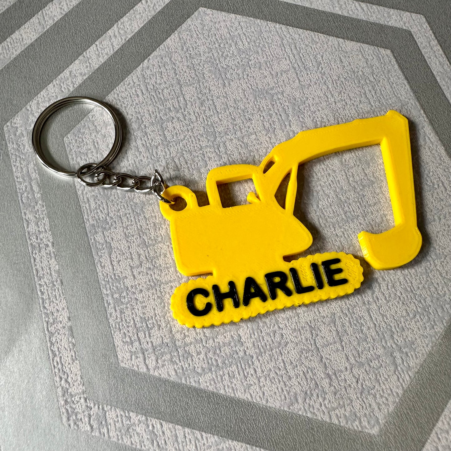 Digger Construction Keychain/Keyring - 3D Printed - Personalised - Builders Vehicles - Personalized - Party Bag - Book Bag - Under 5 pounds