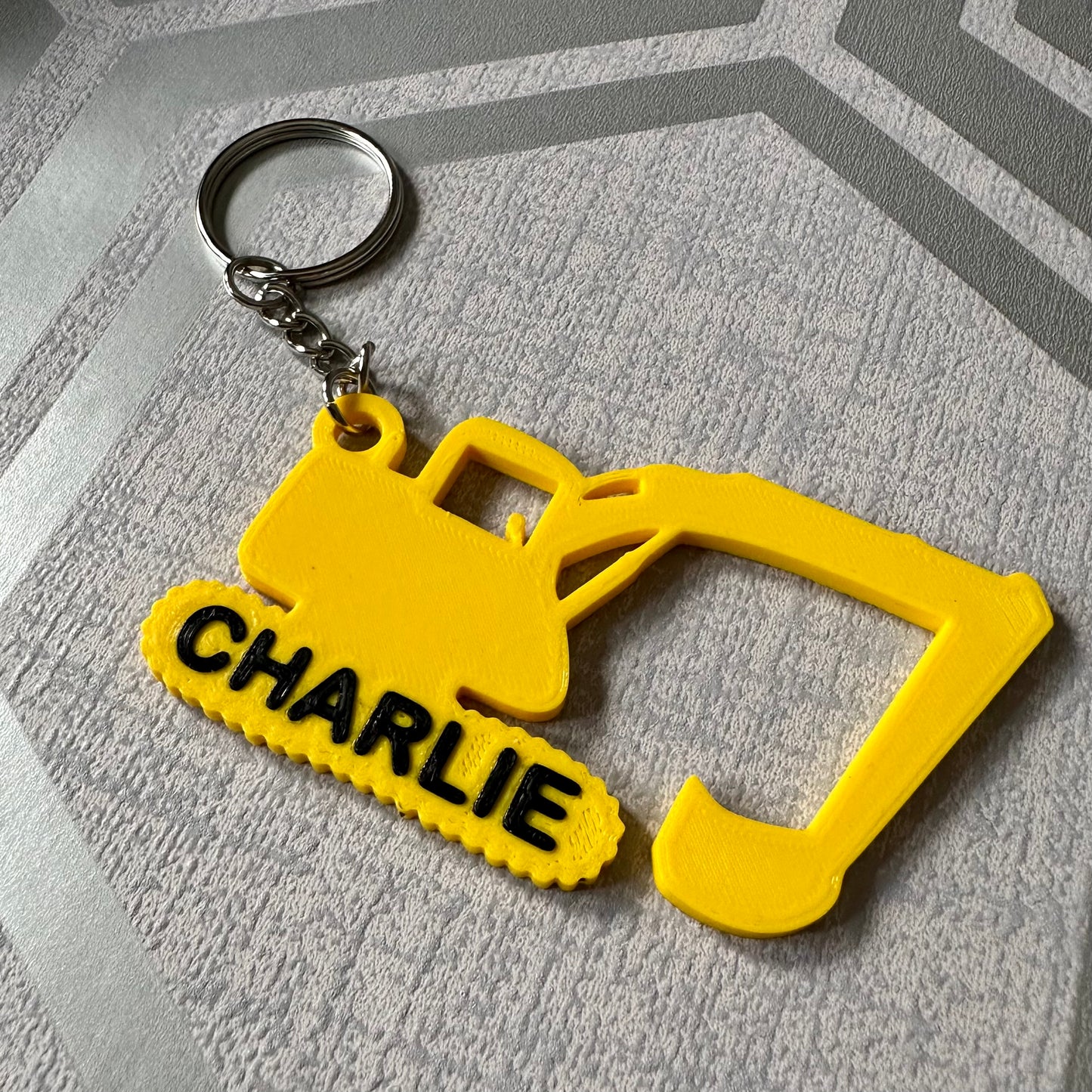 Digger Construction Keychain/Keyring - 3D Printed - Personalised - Builders Vehicles - Personalized - Party Bag - Book Bag - Under 5 pounds