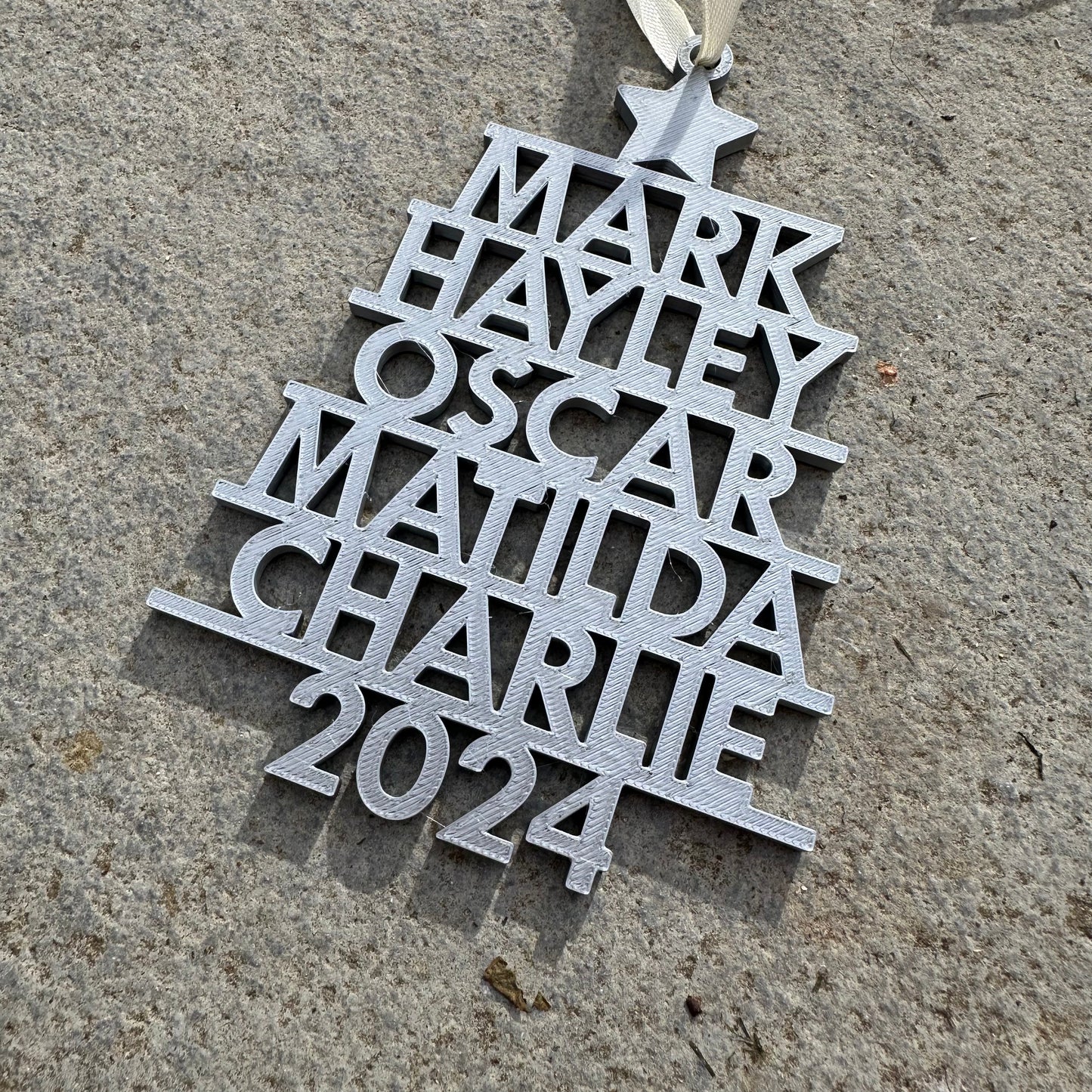 Christmas Xmas Tree Decoration - Personalised - 3D Printed - Stocking Filler - Star - Christmas Decor - Bauble - Keepsake - Family