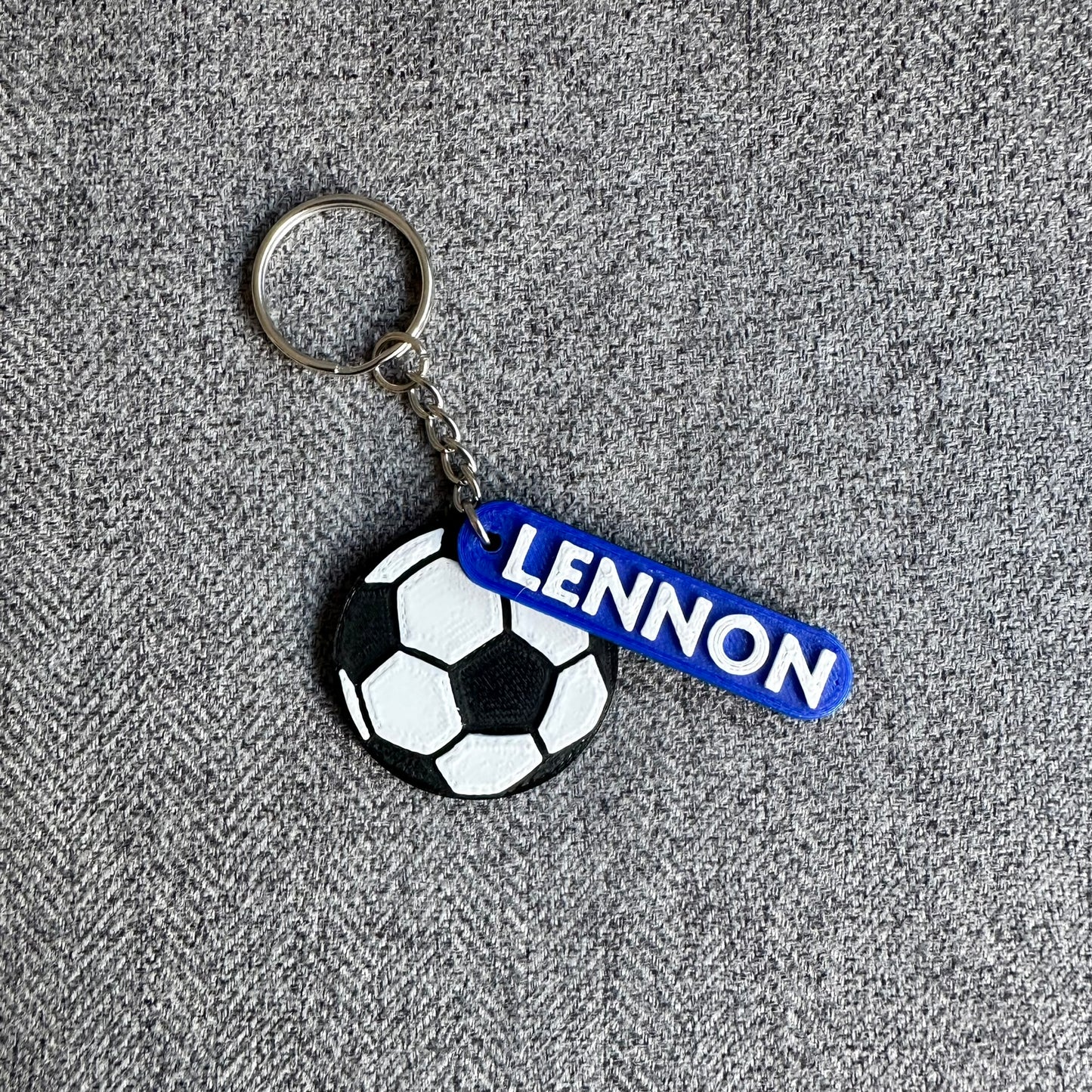 Football with tag Keyring - Keychain - Personalised 3D Printed - Footballer - Team - Sportsman - Fun Gift - Stocking Filler- Footie Fan