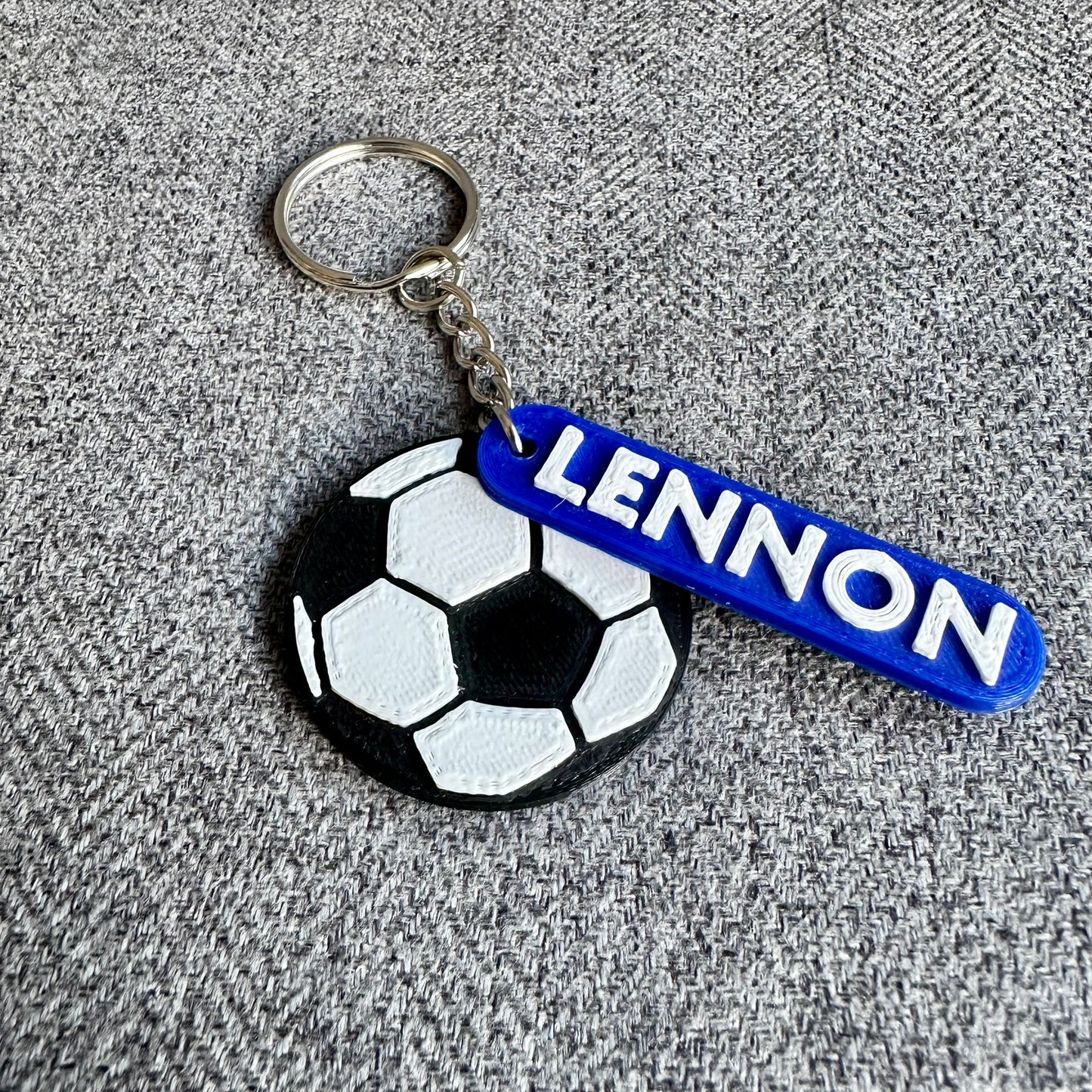 Football with tag Keyring - Keychain - Personalised 3D Printed - Footballer - Team - Sportsman - Fun Gift - Stocking Filler- Footie Fan