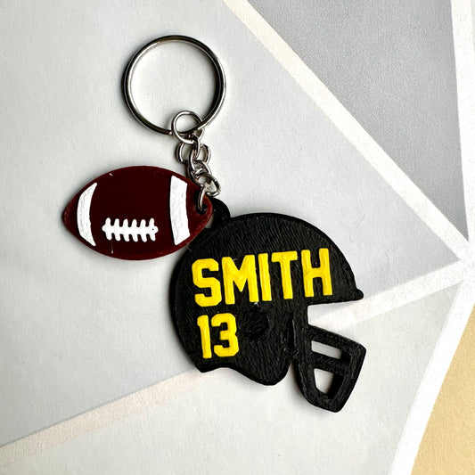 American Football Helmet Keyring - Keychain - Personalised 3D Printed - Team - Sportsman - Fun Gift - Stocking Filler - Sports - Gridiron