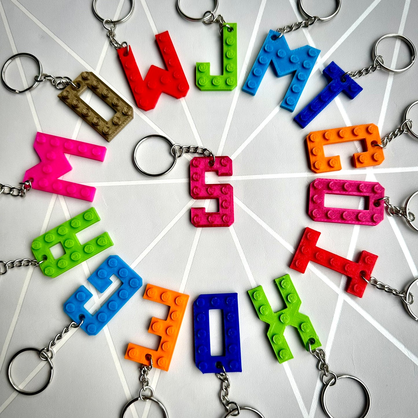 Lego Inspired Block Keyrings - Keychains - 3D Printed - Party Bags - Fillers