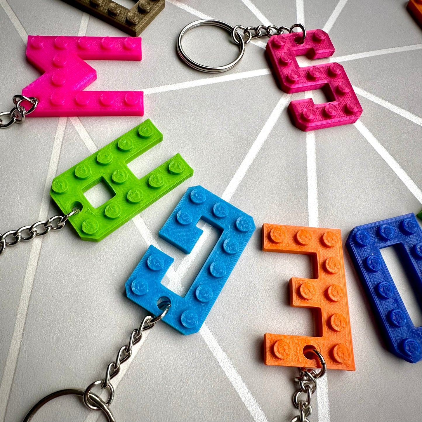 Lego Inspired Block Keyrings - Keychains - 3D Printed - Party Bags - Fillers