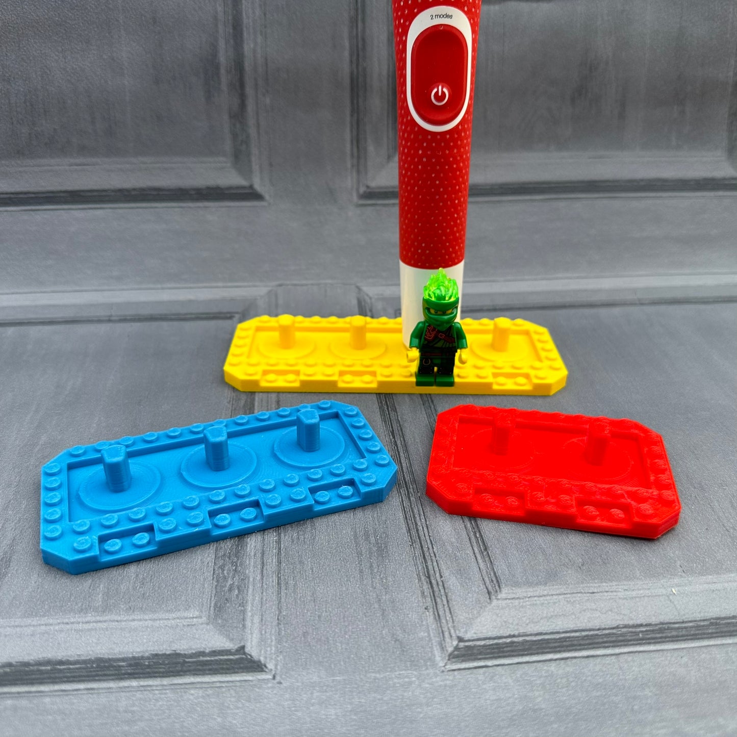 Lego Inspired Multiple Electric Toothbrush Holder with drip tray - 3D Printed - Home Life Hack - New Home Gift - Storage Solutions