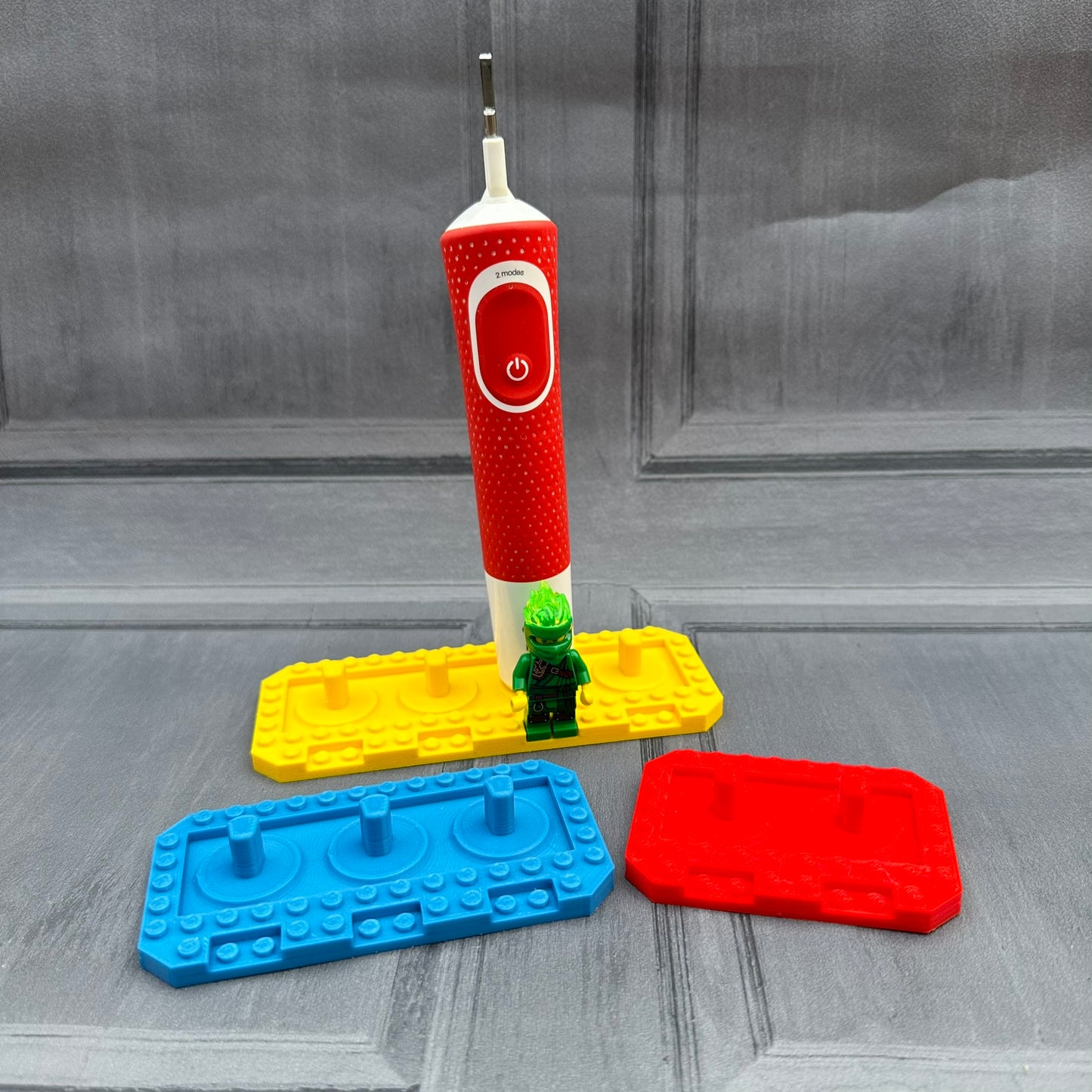 Lego Inspired Multiple Electric Toothbrush Holder with drip tray - 3D Printed - Home Life Hack - New Home Gift - Storage Solutions