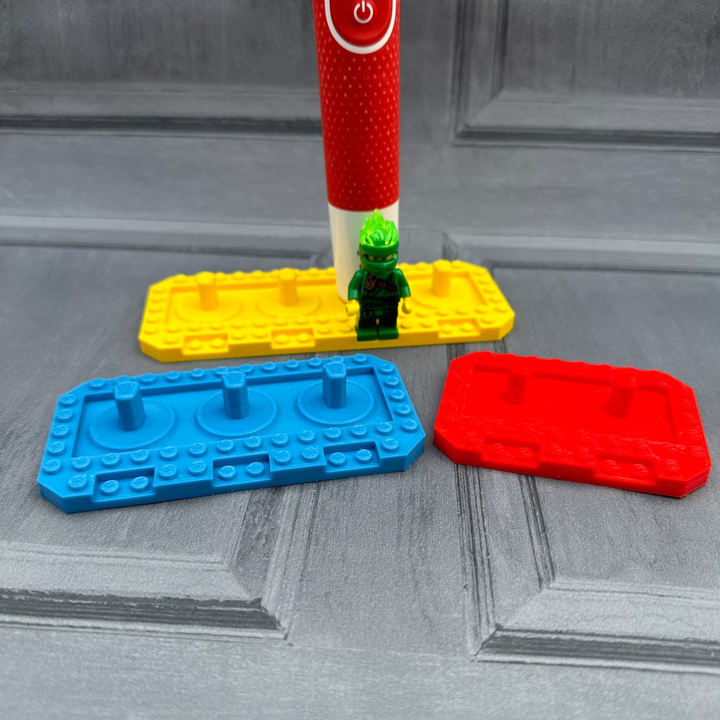Lego Inspired Multiple Electric Toothbrush Holder with drip tray 3D Printed Home Life Hack New Home Gift Storage Solutions