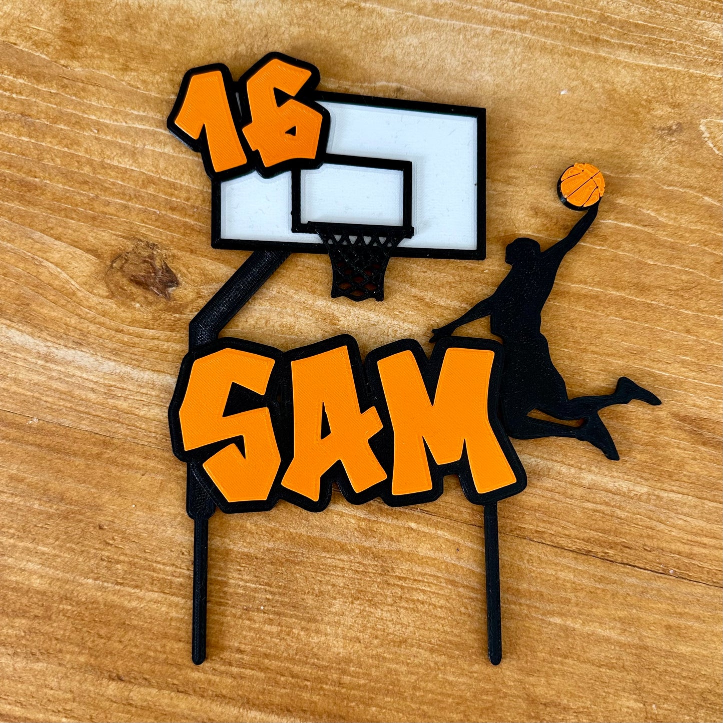 Basketball Cake Topper - Personalised - Sports - Birthday Cake Topper - Party Supplies - Baking - Slam Dunk - Basket Ball - Net - Hoop