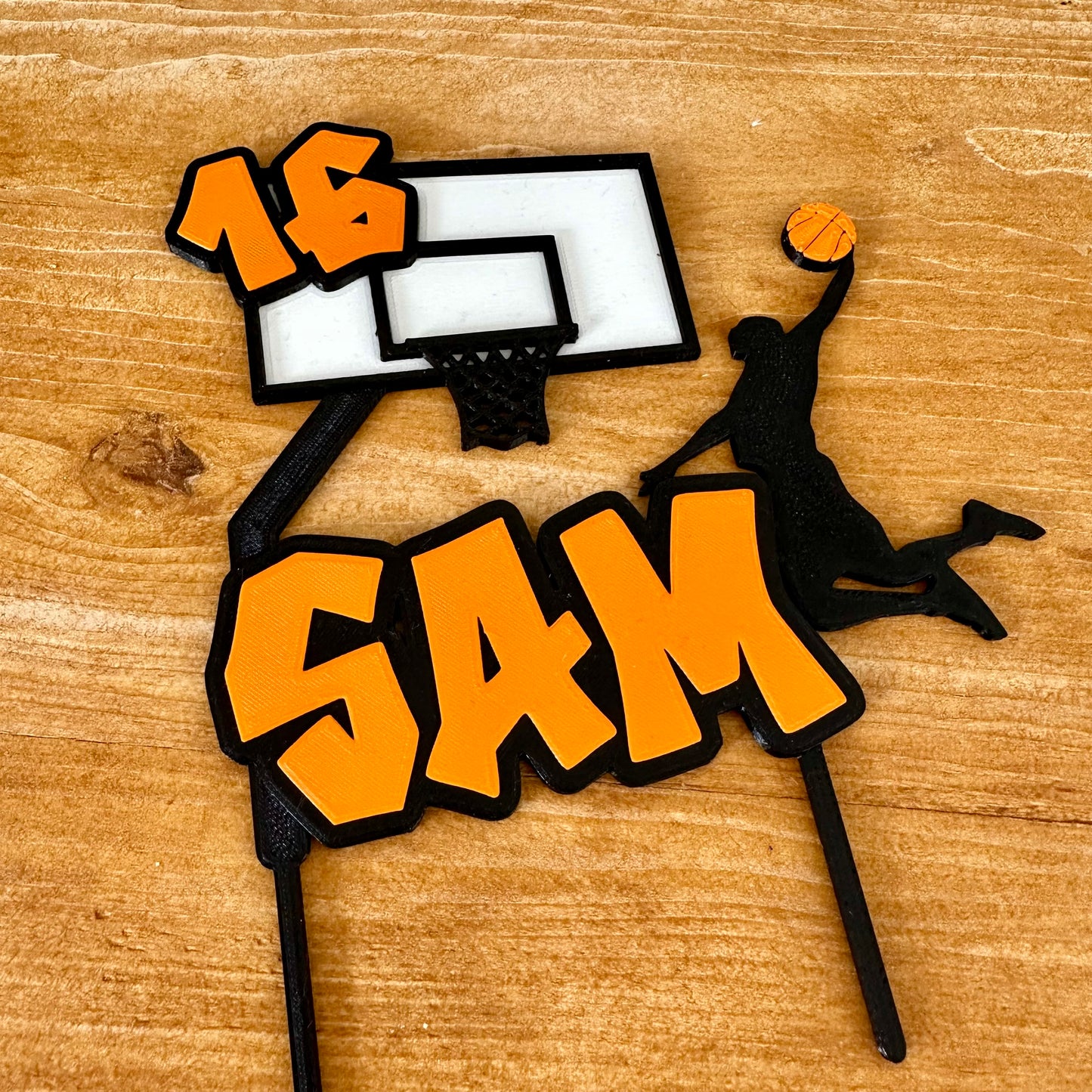 Basketball Cake Topper - Personalised - Sports - Birthday Cake Topper - Party Supplies - Baking - Slam Dunk - Basket Ball - Net - Hoop