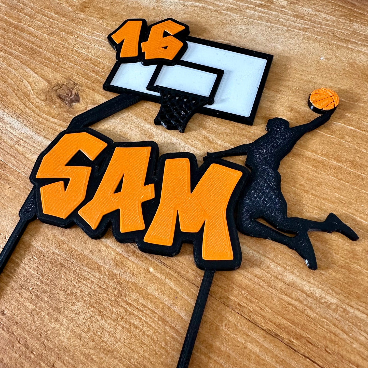 Basketball Cake Topper - Personalised - Sports - Birthday Cake Topper - Party Supplies - Baking - Slam Dunk - Basket Ball - Net - Hoop