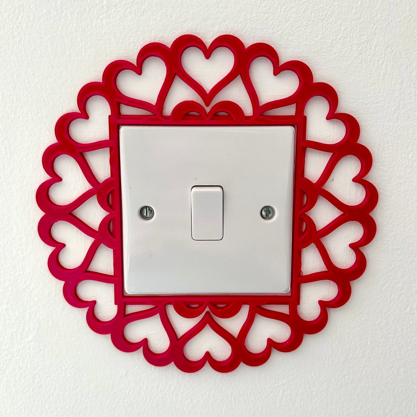 Small Heart Light Switch Surround Cover - 3D Printed - Bedroom Decor - Home Decor - Room Decor - Art - Hearts - Nursery