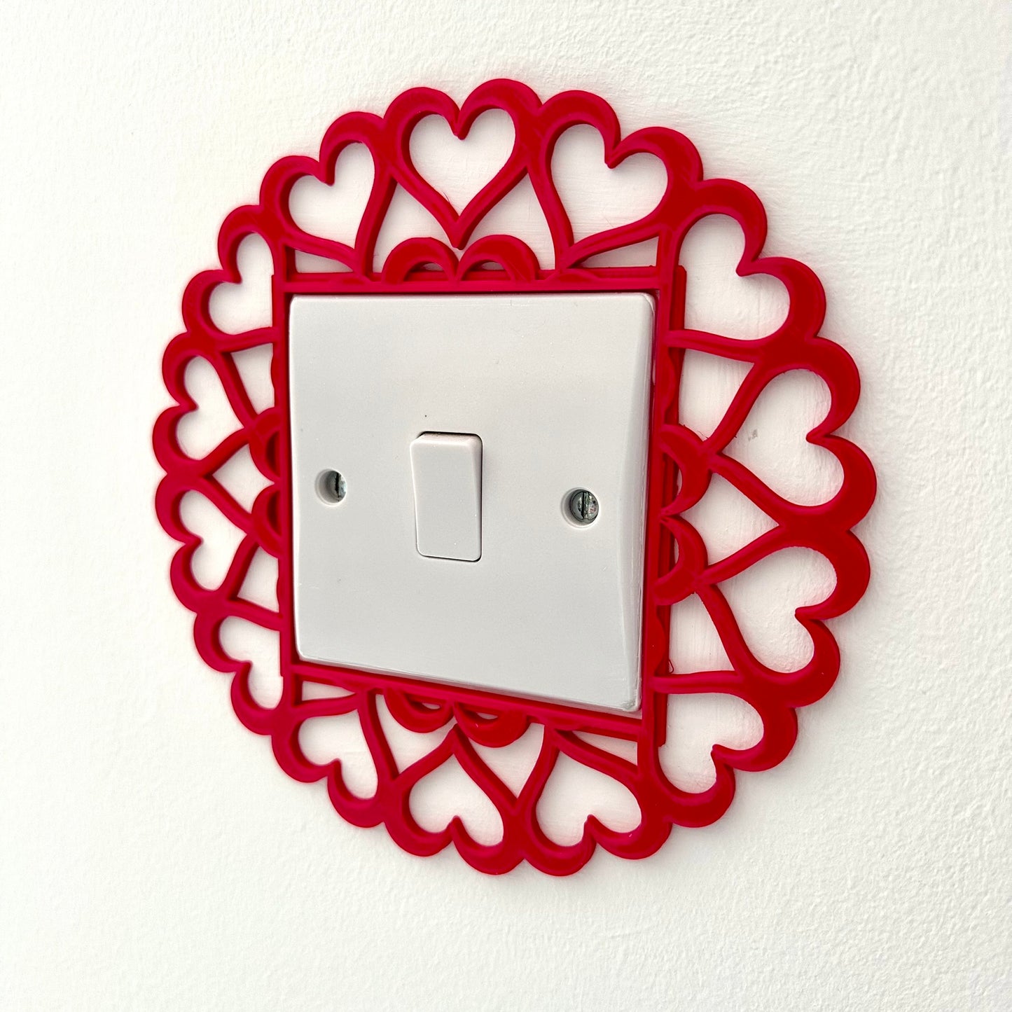 Small Heart Light Switch Surround Cover - 3D Printed - Bedroom Decor - Home Decor - Room Decor - Art - Hearts - Nursery