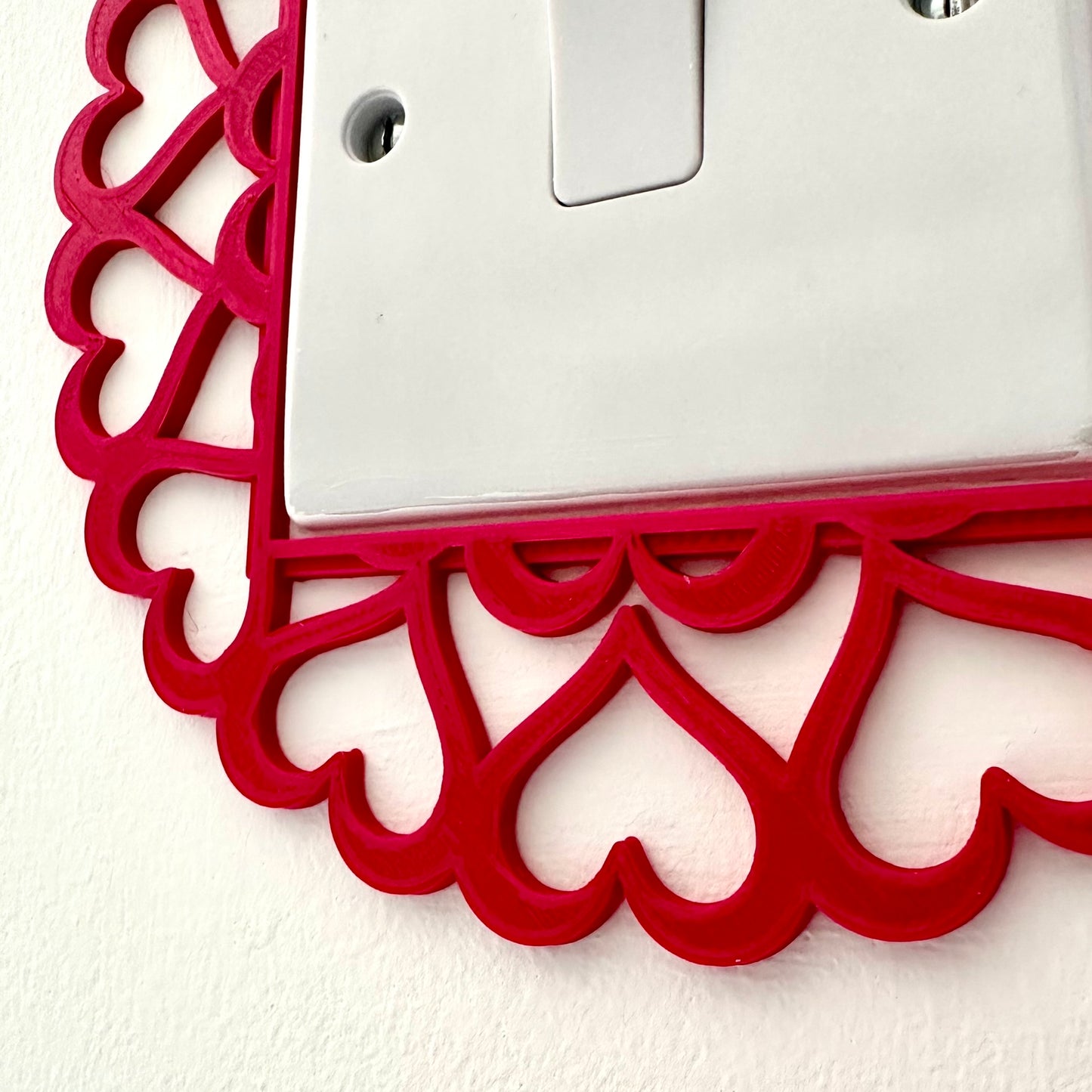 Small Heart Light Switch Surround Cover - 3D Printed - Bedroom Decor - Home Decor - Room Decor - Art - Hearts - Nursery