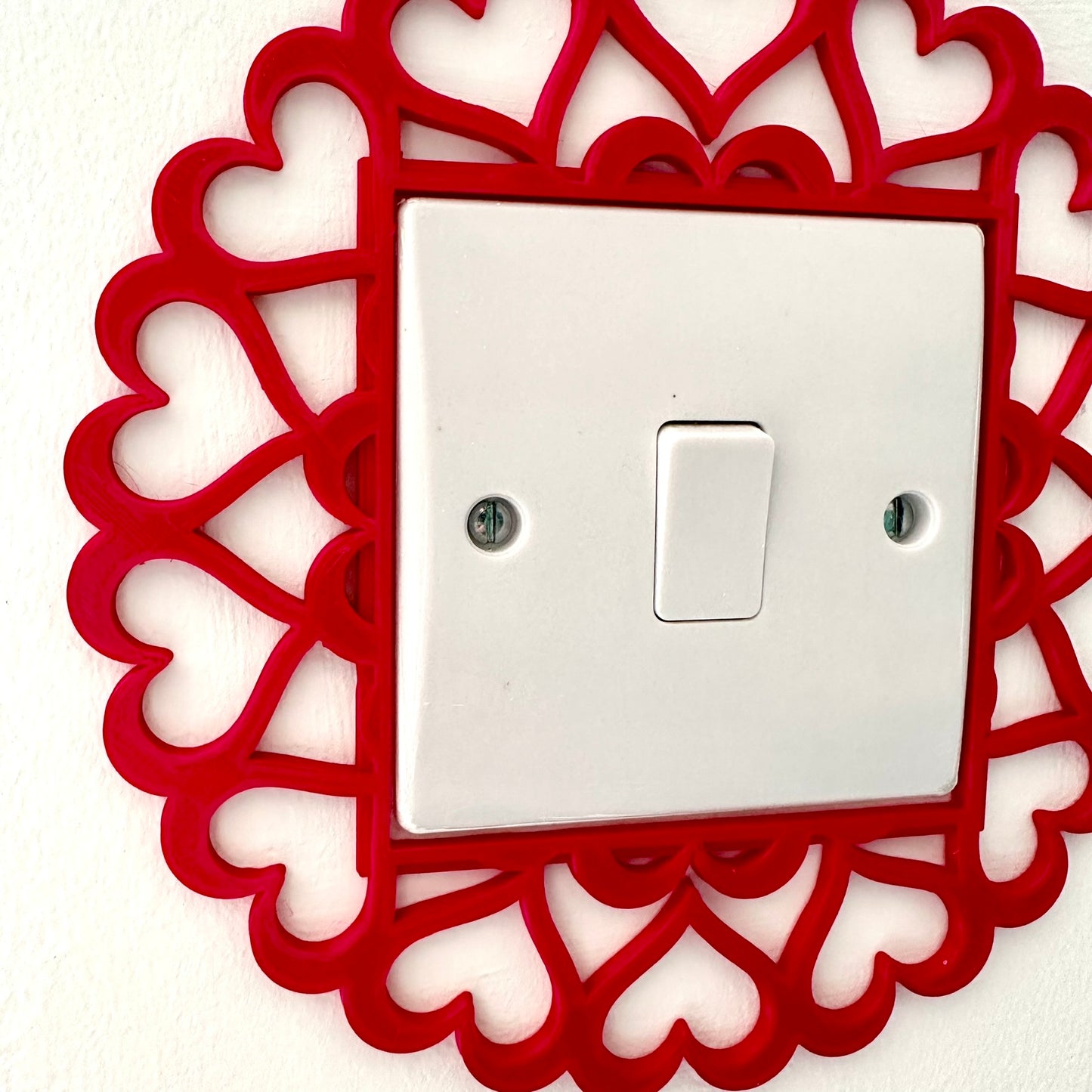 Small Heart Light Switch Surround Cover - 3D Printed - Bedroom Decor - Home Decor - Room Decor - Art - Hearts - Nursery