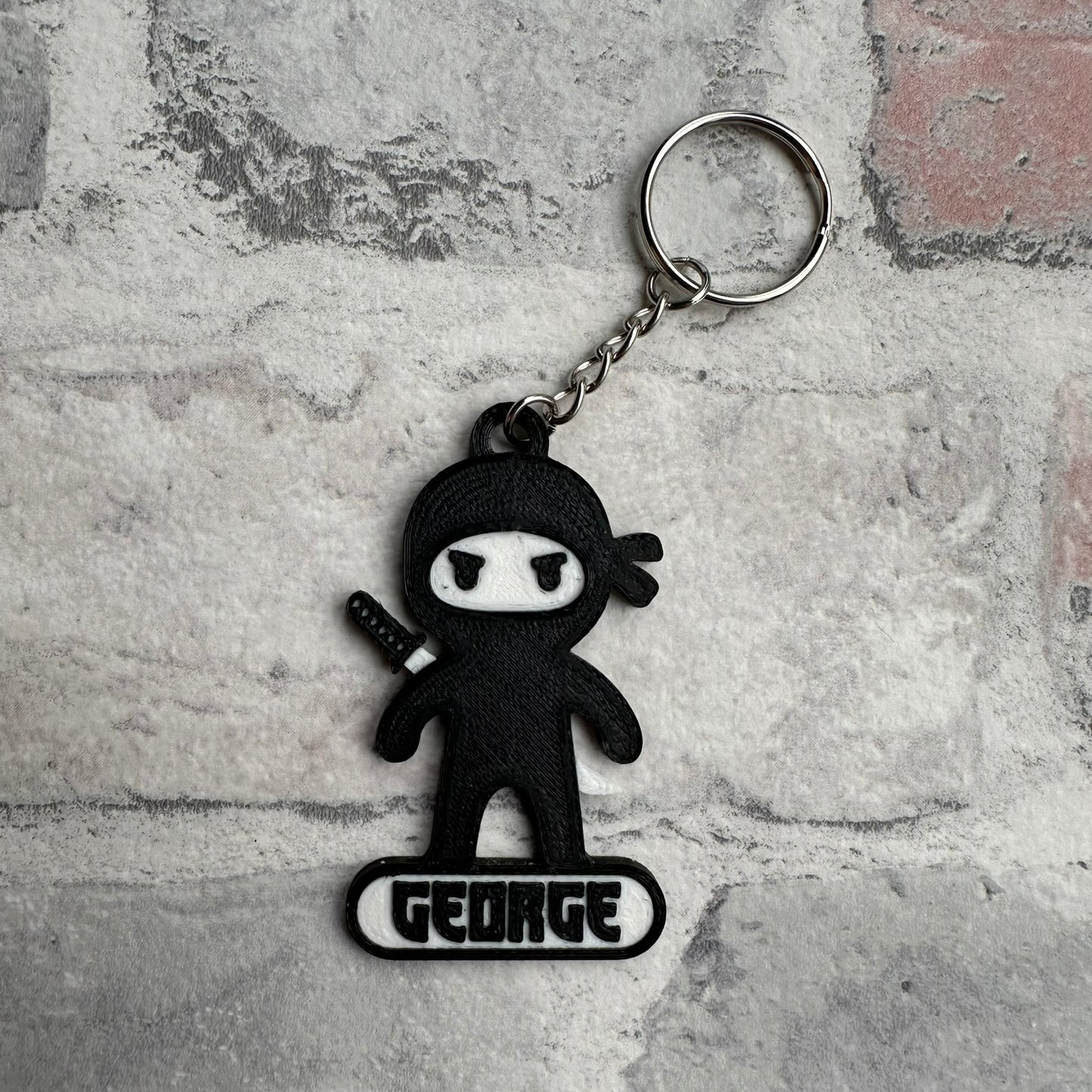 Ninja Keyring - Keychain - Personalised 3D Printed - Party Bag Fillers - School Bag - Birthday - Small Gifts - Cute - Under 5 Pound