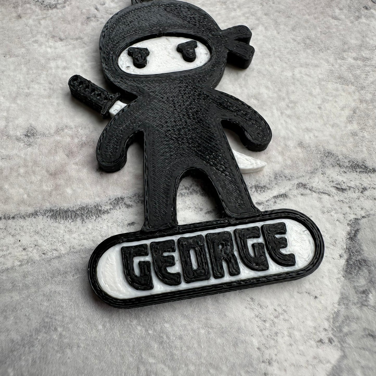 Ninja Keyring - Keychain - Personalised 3D Printed - Party Bag Fillers - School Bag - Birthday - Small Gifts - Cute - Under 5 Pound