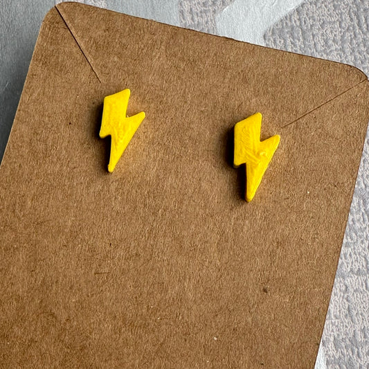 Lightning Bolt Stud Earrings - 3D Printed - Jewellery - Under 5 Pounds - Small Gifts - Earrings - Cute - Letterbox Gifts - Accessories