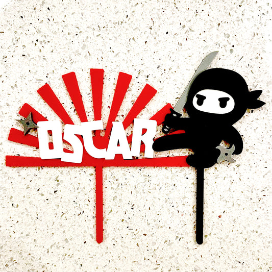 Ninja Japanese Rising Sun - Birthday Cake Topper - Martial Arts - Fully Personalised - Cake Decorations - Party Supplies