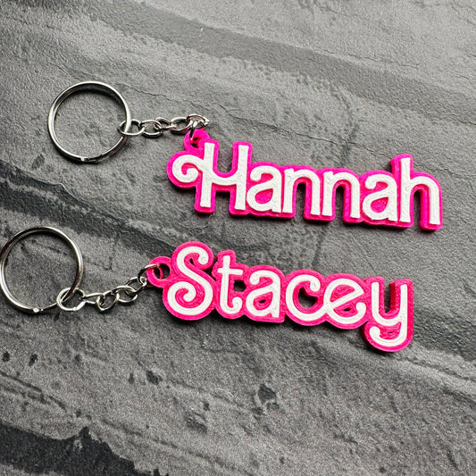 Barbie Inspired Keychain/Keyring - 3D Printed - Personalised - Gifts for Children - Party Bag Fillers Favours - Name Tags - School Bag - Stockings - Pencil Case