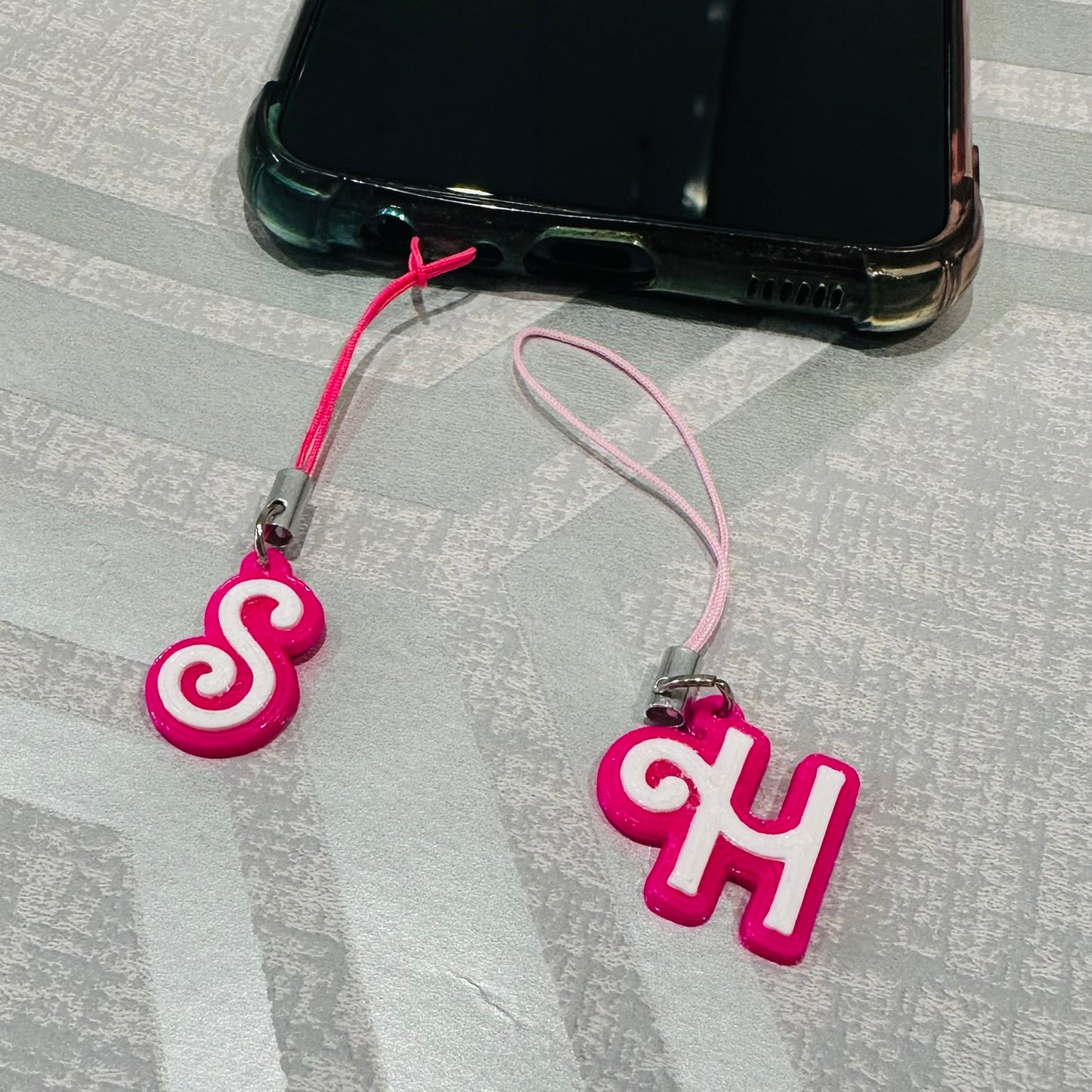 Barbie Inspired Initial Mobile Cell Phone/Charm Tag - 3D Printed - Personalised - Mobile Accessories - Party Bag Fillers Favours - Name Tags - Stockings