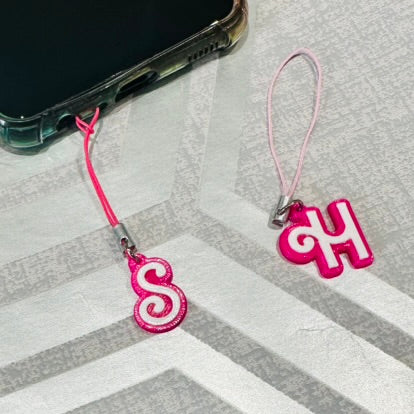 Barbie Inspired Initial Mobile Cell Phone/Charm Tag - 3D Printed - Personalised - Mobile Accessories - Party Bag Fillers Favours - Name Tags - Stockings