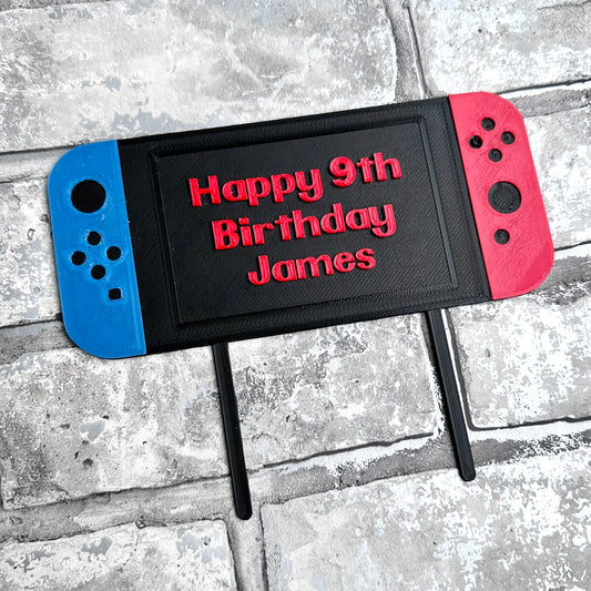 Gaming - Gamer - Handheld Video Game Controller - Birthday Cake Topper - Personalised - Cake Decorations - Party Supplies