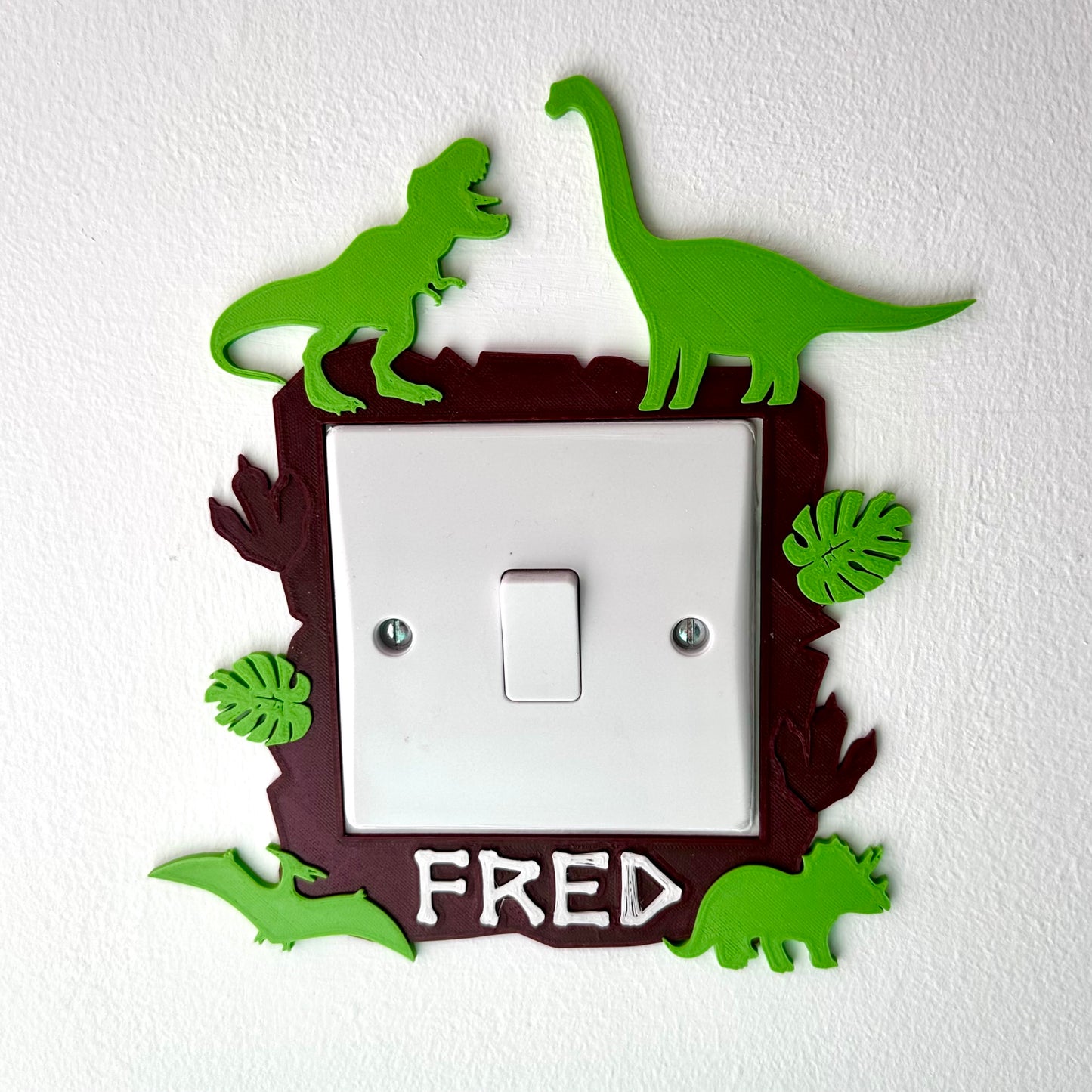 Dinosaur Light Switch Surround Cover - 3D Printed - Bedroom Decor - Home Decor - Room Decor - Art