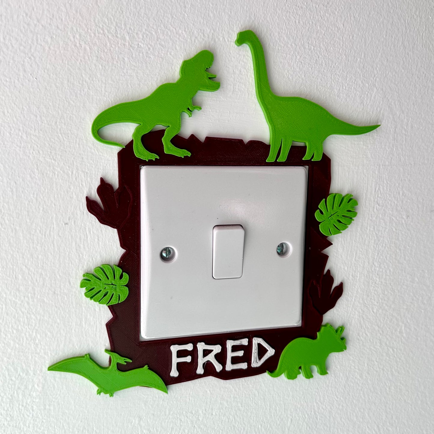 Dinosaur Light Switch Surround Cover - 3D Printed - Bedroom Decor - Home Decor - Room Decor - Art