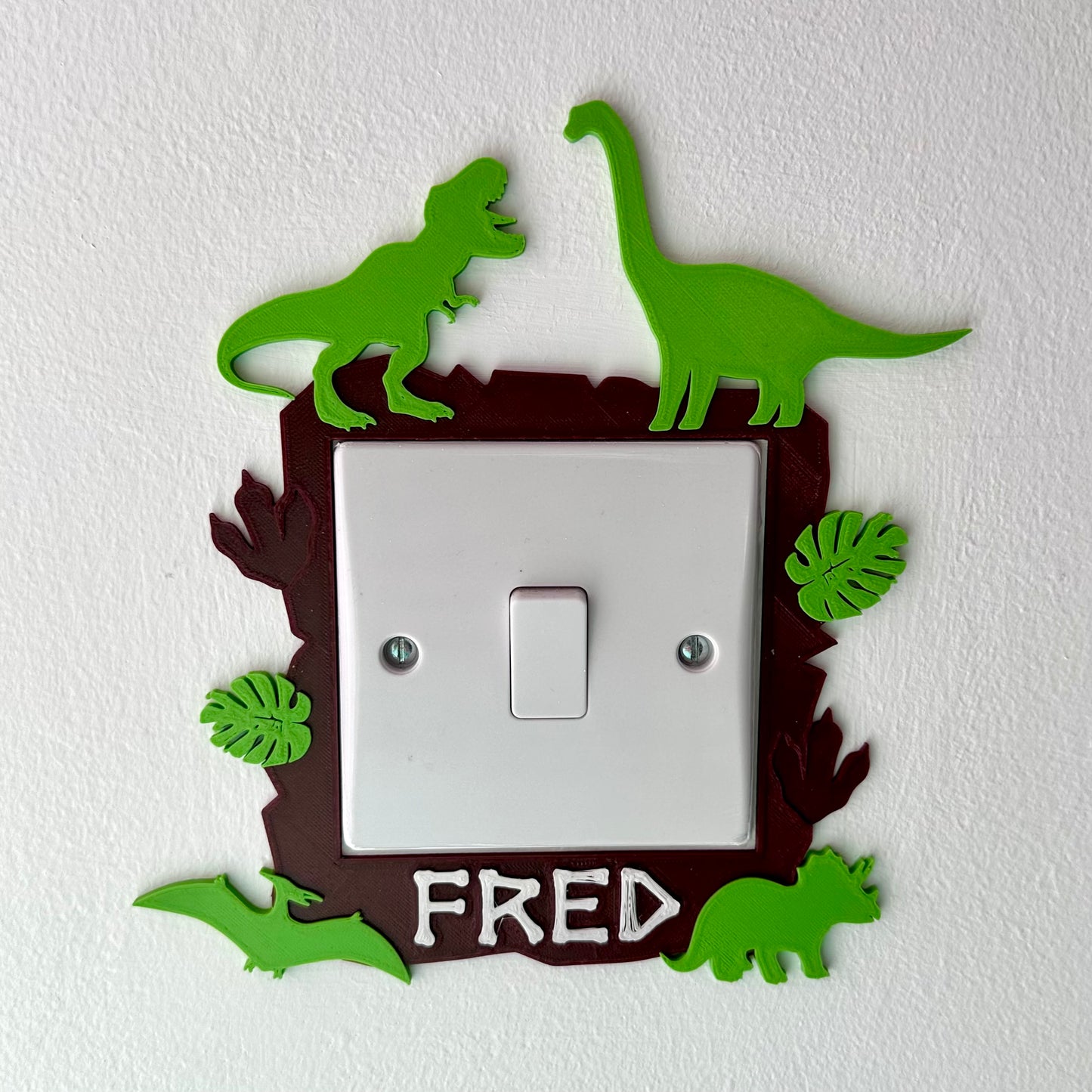 Dinosaur Light Switch Surround Cover - 3D Printed - Bedroom Decor - Home Decor - Room Decor - Art