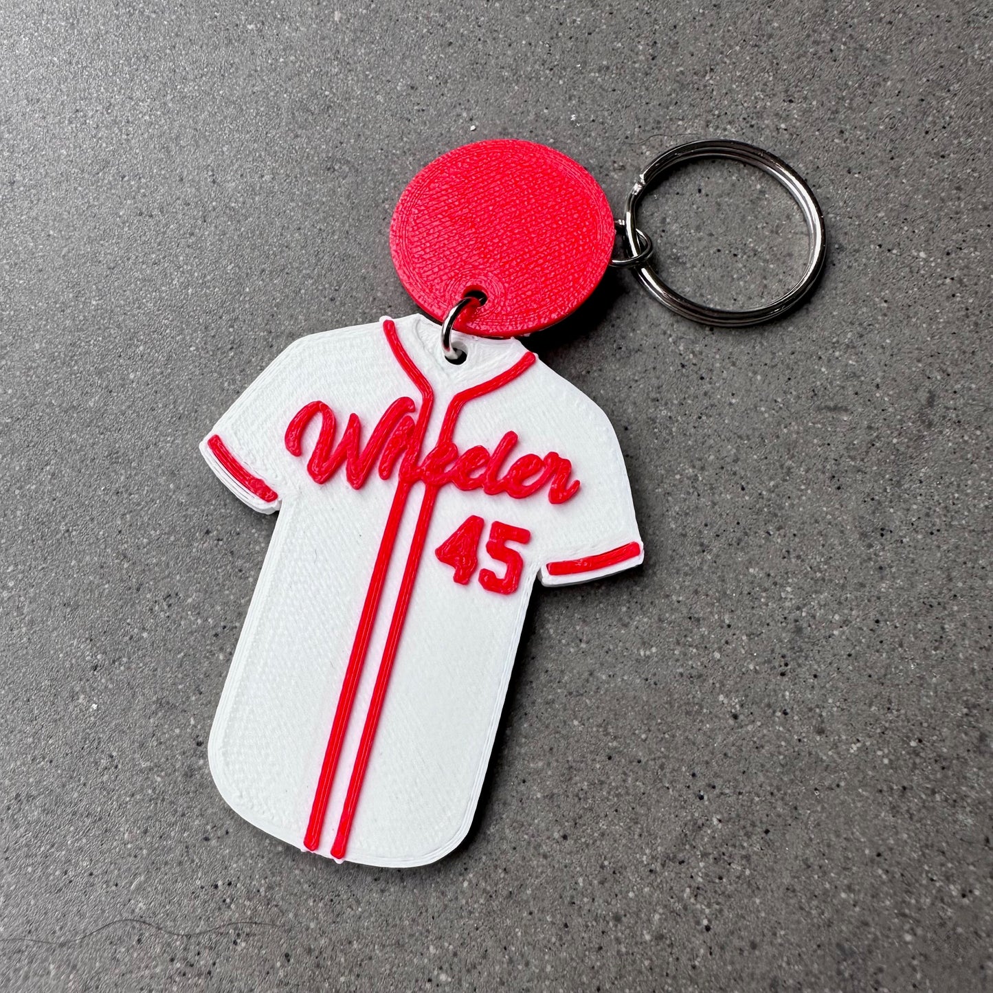 Baseball Shirt Keyring - Keychain - Personalised 3D Printed - Team - Sportsman - Fun Gift - Stocking Filler - Sports - Hoops