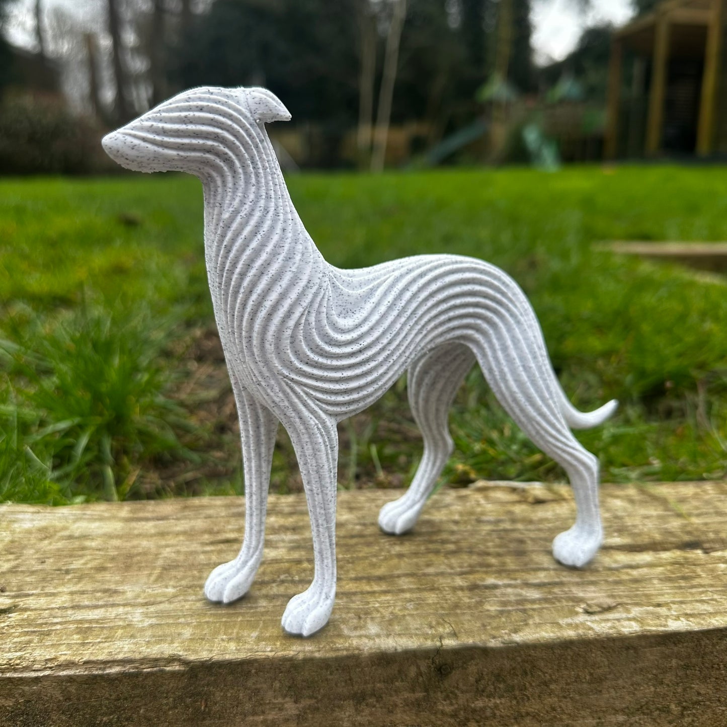Standing Greyhound Whippet Sighthound Lurcher Saluki Sculpture – Modern Flow Texture Dog Decor (3D Printed)