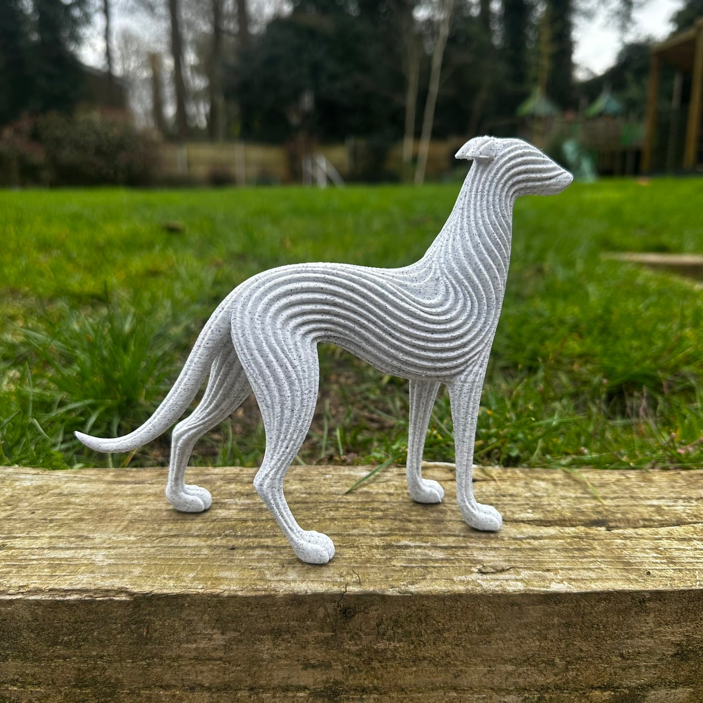 Standing Greyhound Whippet Sighthound Lurcher Saluki Sculpture – Modern Flow Texture Dog Decor (3D Printed)
