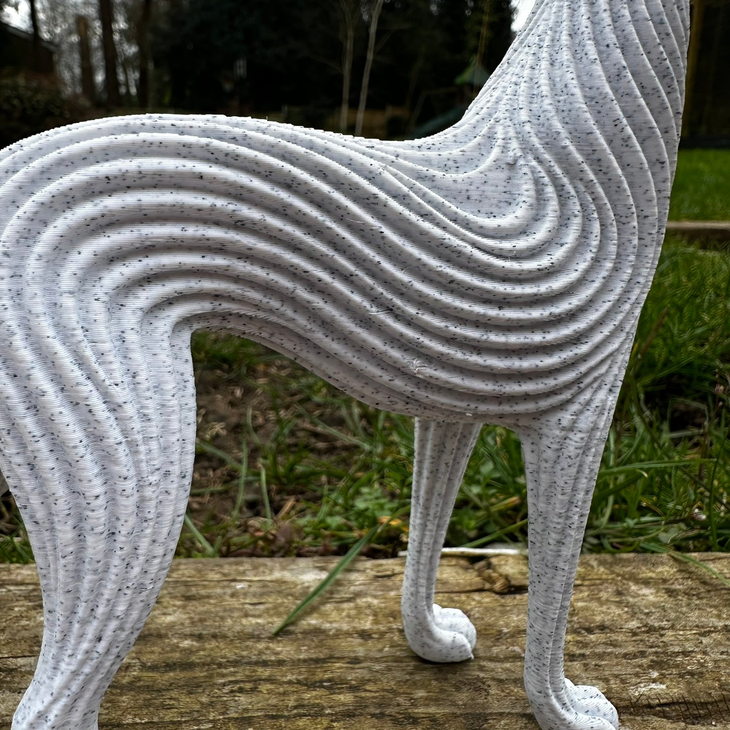 Standing Greyhound Whippet Sighthound Lurcher Saluki Sculpture – Modern Flow Texture Dog Decor (3D Printed)