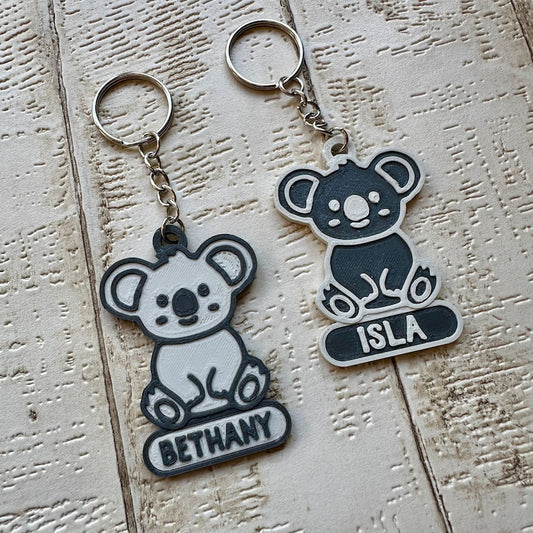 Koala Keyring - Keychain - Personalised 3D Printed - Party Bag Fillers - School Bag - Birthday - Small Gifts - Kawaii - Cute - Under 5 Pound