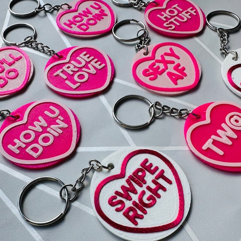 Heart Love Keyring - Keychain - Personalised Personalized 3D Printed - Valentines Day - Lover - Partner - Husband - Wife - Lust - Couples