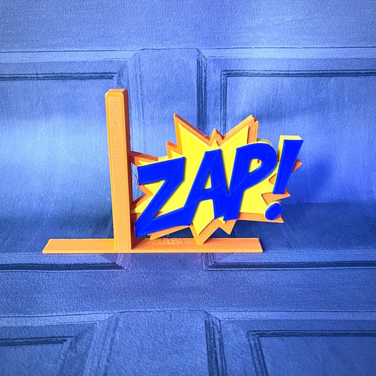 Zap! Comic Style Bookends - 3D Printed - Book Storage - Childrens Bedroom - Cartoon- KaPow- Cosplay - Office - Library - Fun Gift - Reading