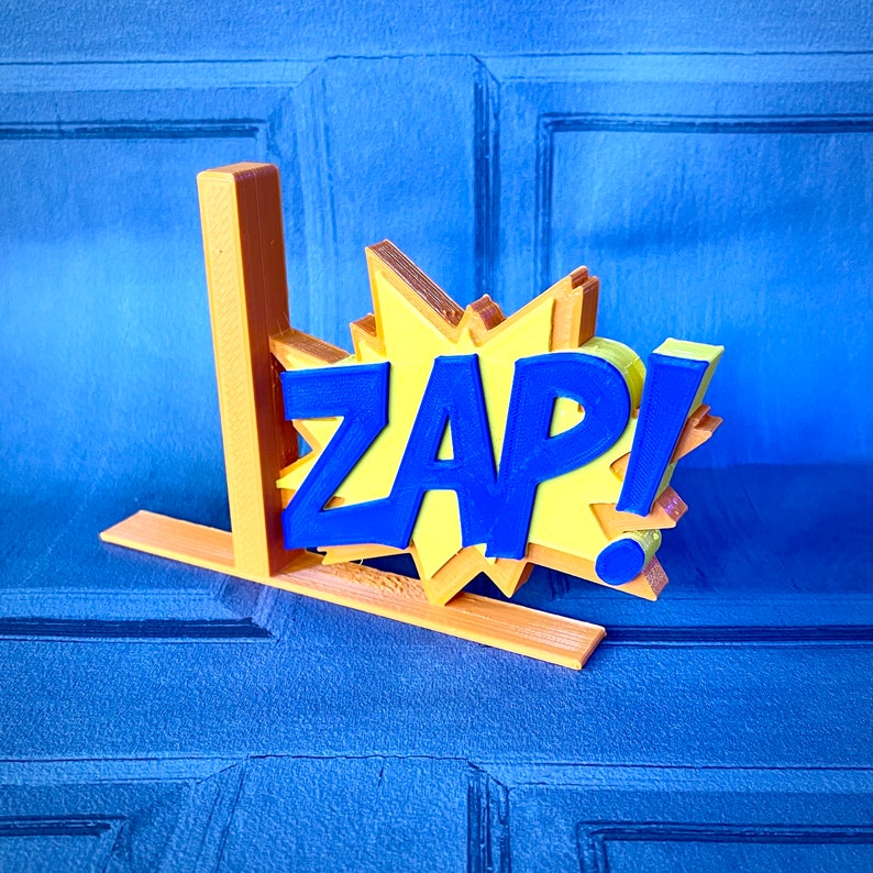 Zap! Comic Style Bookends - 3D Printed - Book Storage - Childrens Bedroom - Cartoon- KaPow- Cosplay - Office - Library - Fun Gift - Reading