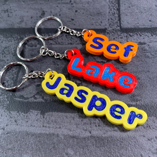 Thick Border Keychain/Keyring - 3D Printed- Personalised- Gifts for Children - Party Bag Fillers - Name Tags - School Bag