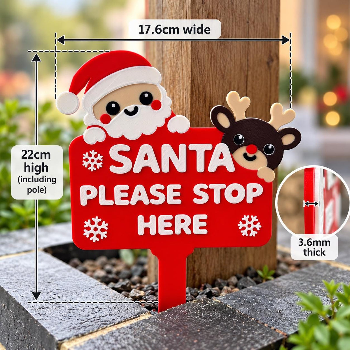Santa Please Stop Here 3D printed Christmas sign 3