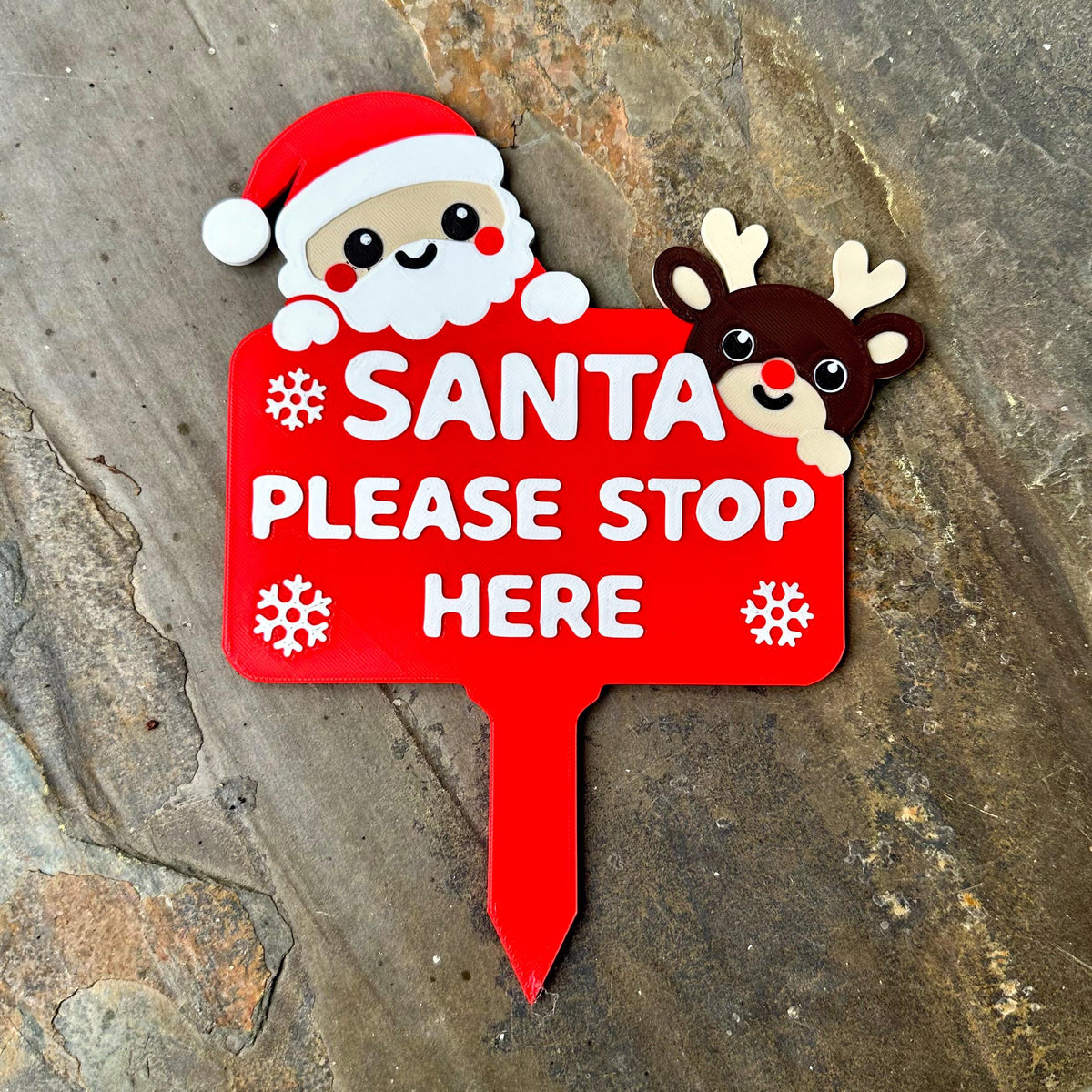 Santa Please Stop Here 3D printed Christmas sign 4
