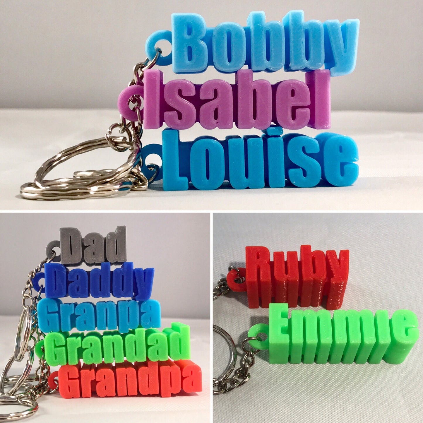 Keyring - Keychain - Personalised 3D Printed - Party Bag Fillers - School Bag - Birthday - Small Gifts - Stocking Stuffers / Fillers