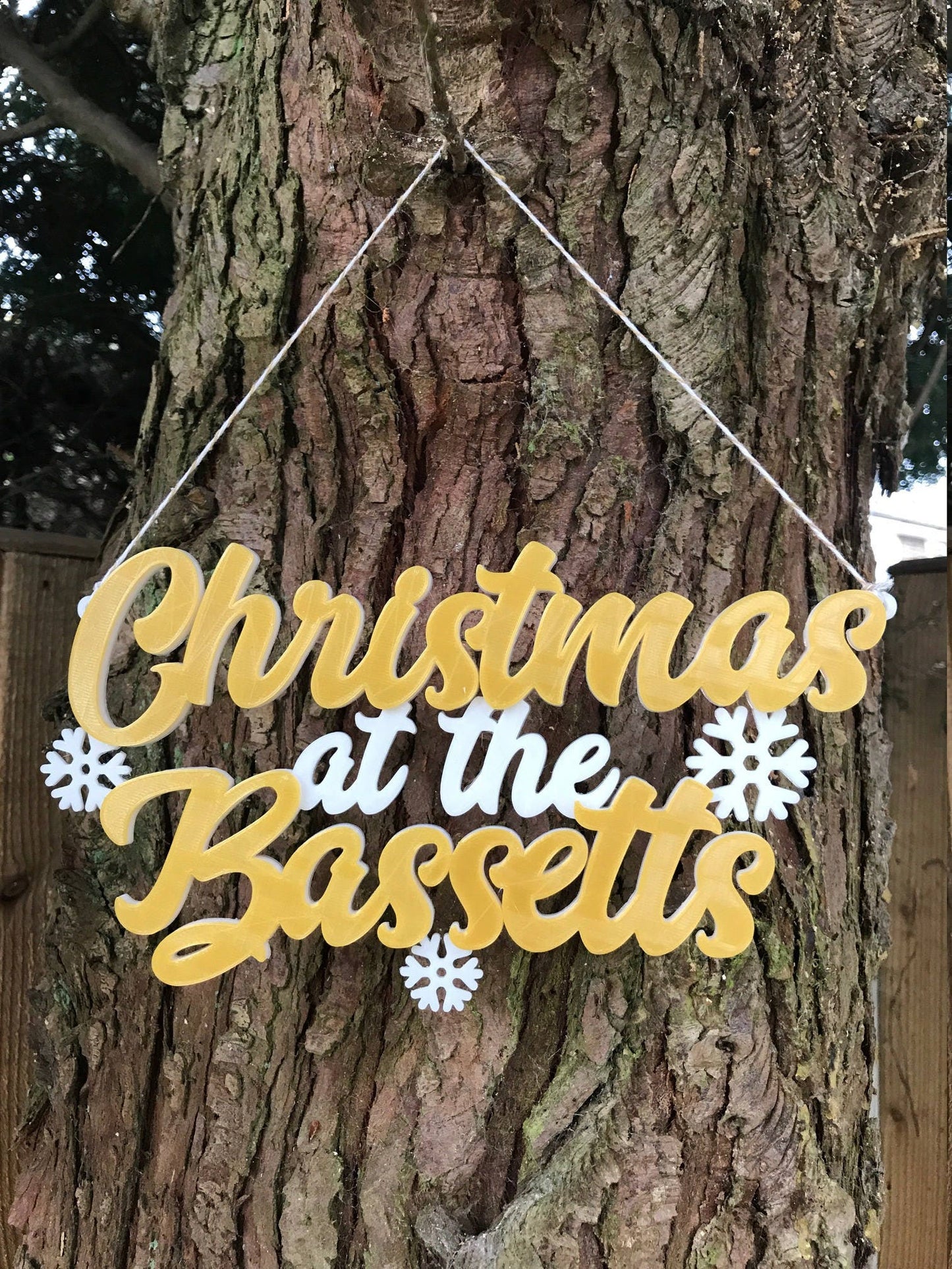 Christmas at the sign - 3D Printed - Personalised - Christmas Party - Wreaths - Door Sign - Waterproof - Unique Gift - Gifts for Couples