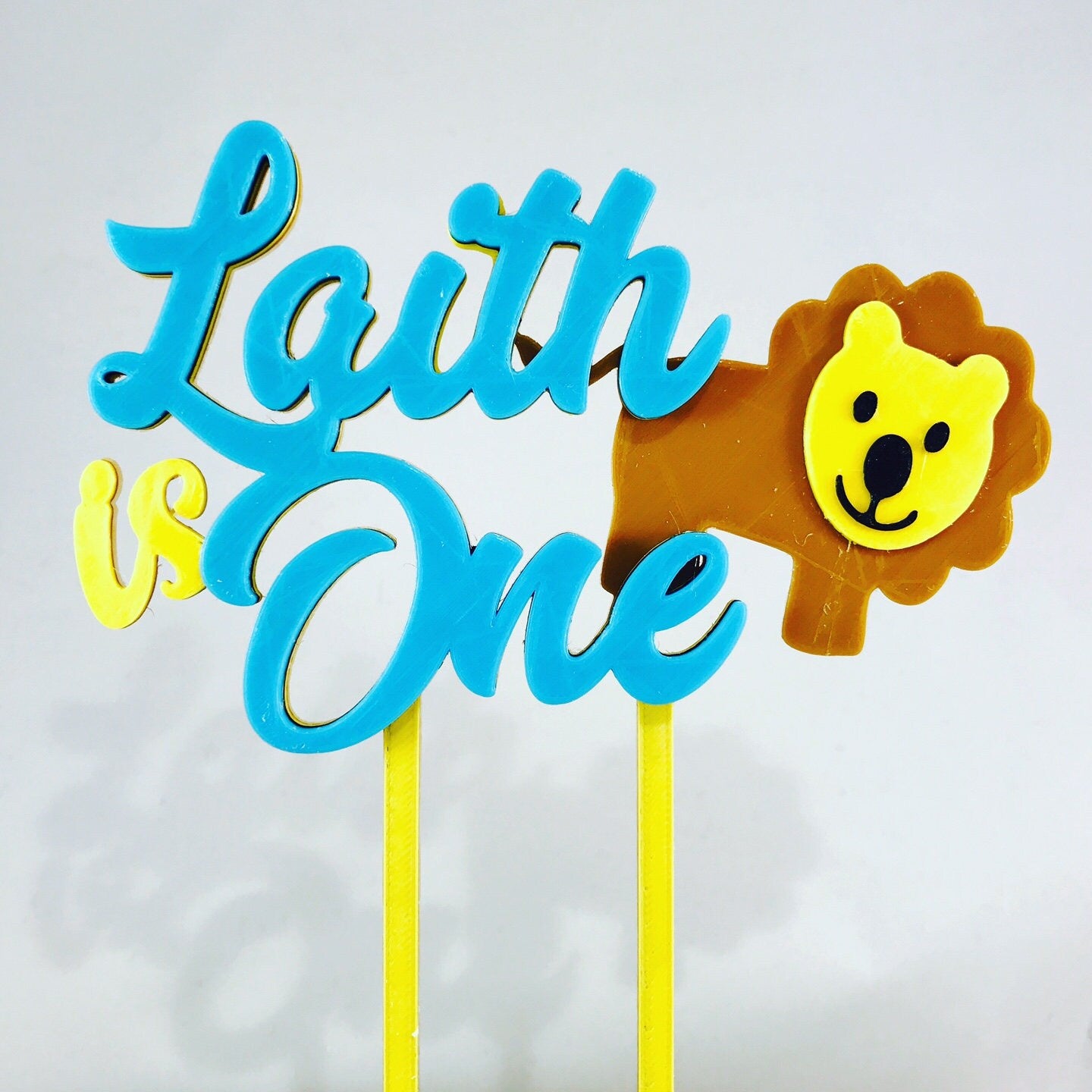 Lion Cake Topper - Birthday Cake Topper - Fully Personalised - Cake Decorations - Party Supplies - 1st Birthday