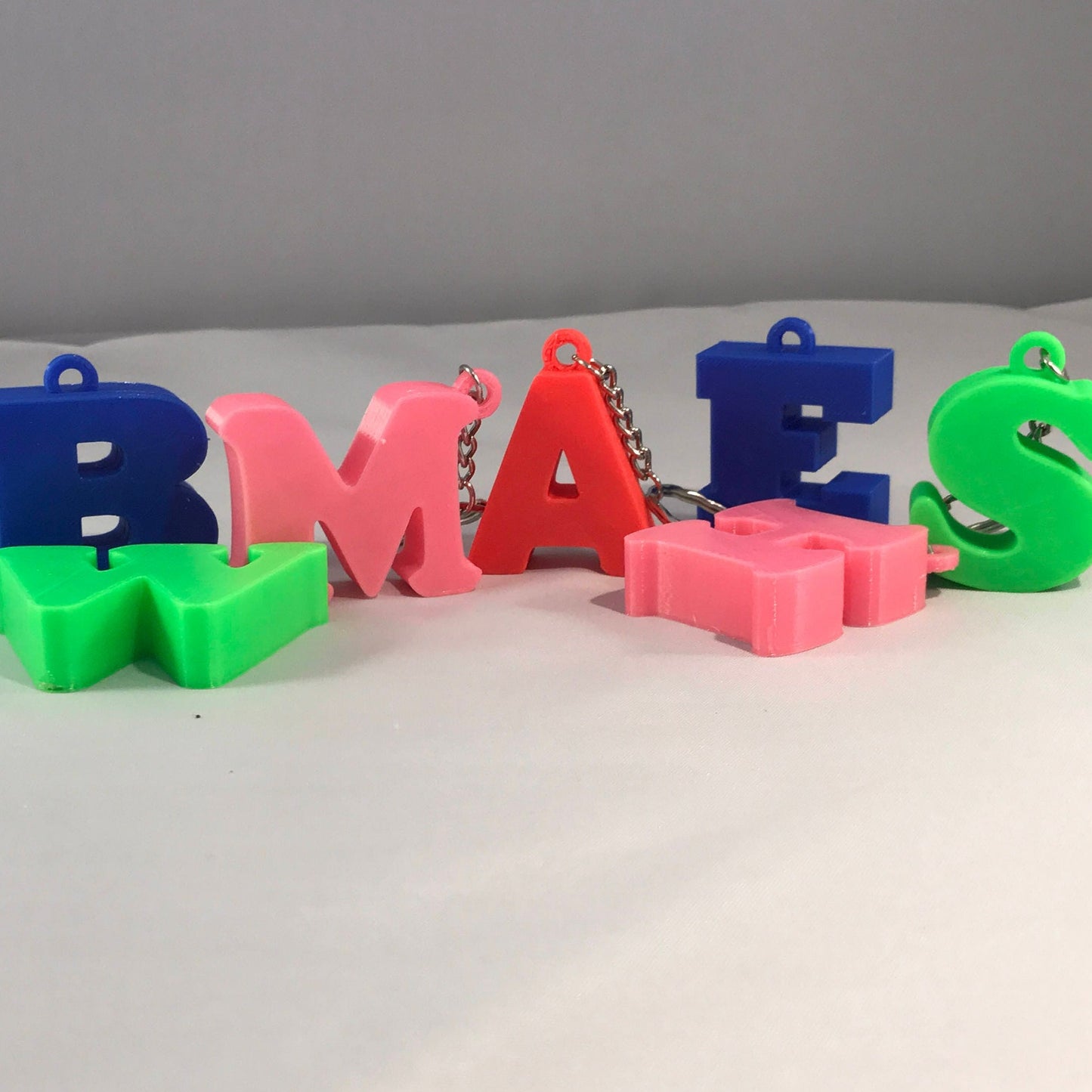 Initial Lettering Keyrings / Keychains - 3D Printed Personalised - Stocking Fillers - children - adults - school bags - name tags - keys