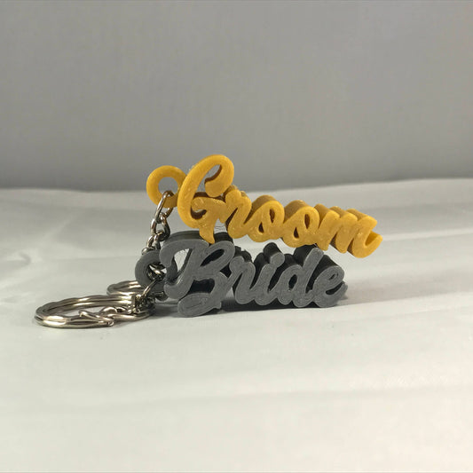 Bride and Groom 3D Printed Keyrings/Keychains - Wedding Gift - Mr and Mrs