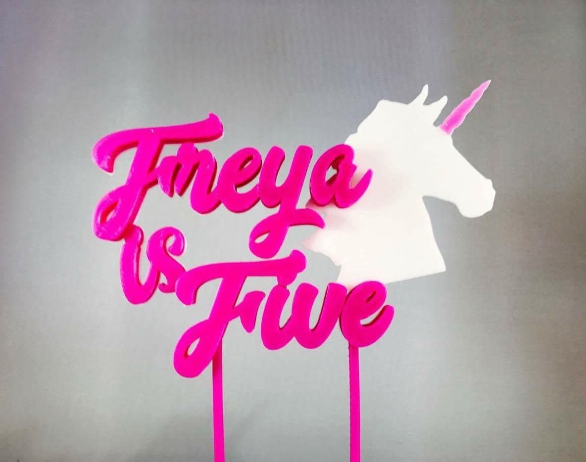 Personalised Unicorn 3D Printed Cake Toppers - Birthday - Cake Decorations - Party Supplies - Girls - Boys